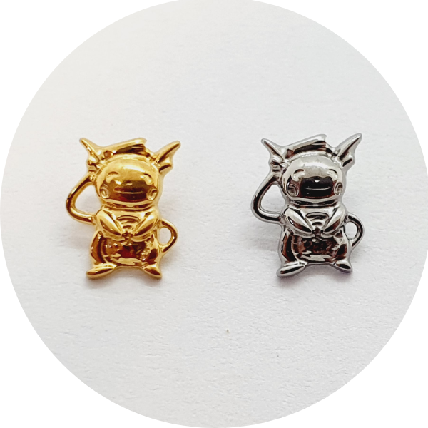 T197-3977 LABRET RAICHU - NATURAL OU PVD GOLD - haste em titanio natural - Imagem 1