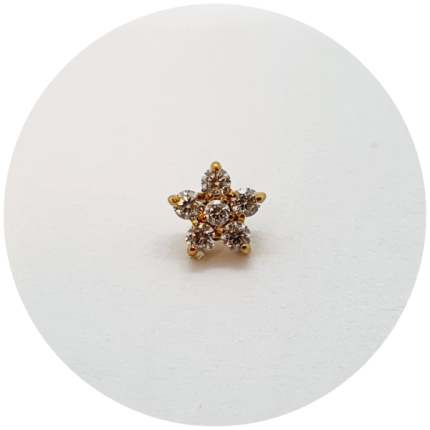 LABRET MINI FLOR ZIRCONIA PRONGSET pvd gold - haste em titanio natural